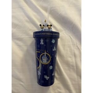 NEW Disney 50th Anniversary Mickey & Minnie Castle Cuties Metal Tumbler Cup